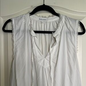 Bella Dahl Frayed White Sleeveless Blouse